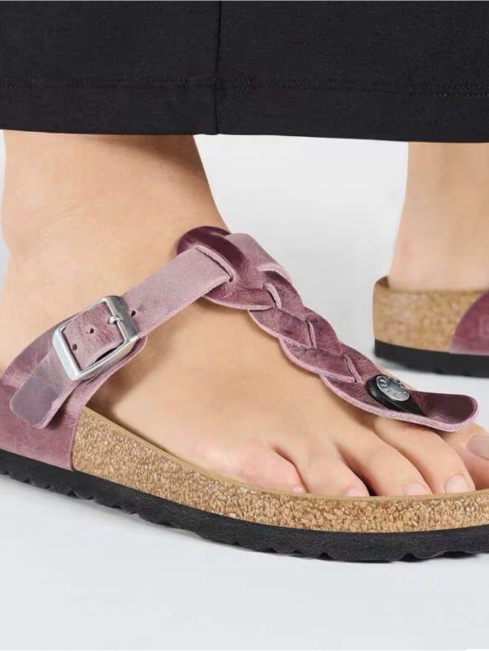 NWT Birkenstock Braided Toe-Post Sandal in Mauve Suede size 8